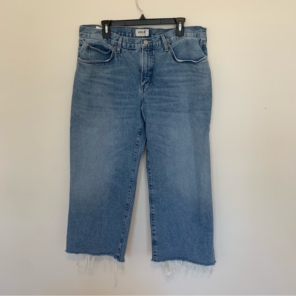 Women’s‎ AGOLDE High Waisted Raw Hem Cropped Wide Leg Jeans Size 32